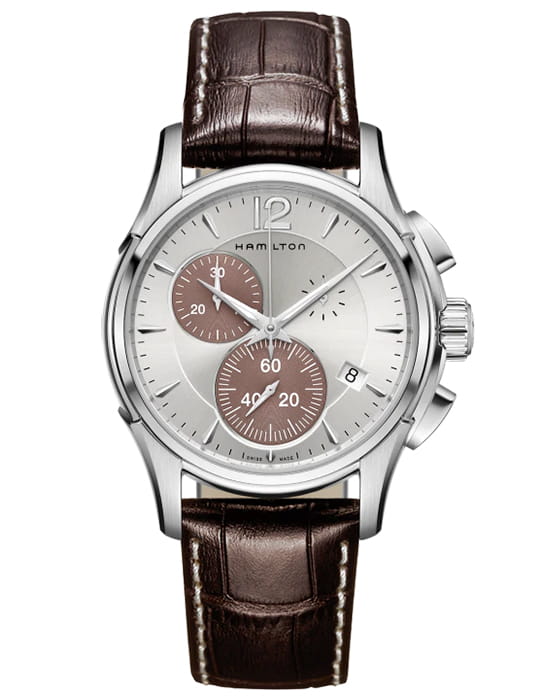 Hamilton Hamilton Jazzmaster Chrono Quartz H32612551  H32612551 кварцевые мужские часы  циферблат, браслет кожаный — вид спереди