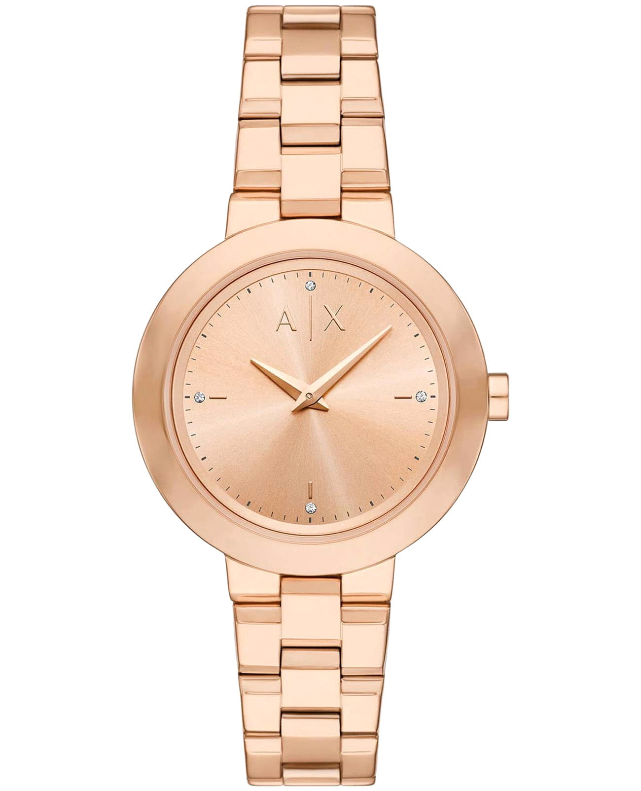 Armani Exchange Armani Exchange Jackie AX5177  AX5177 кварцевые женские часы золотой циферблат, браслет нержавеющая сталь с ip-покрытием — вид спереди