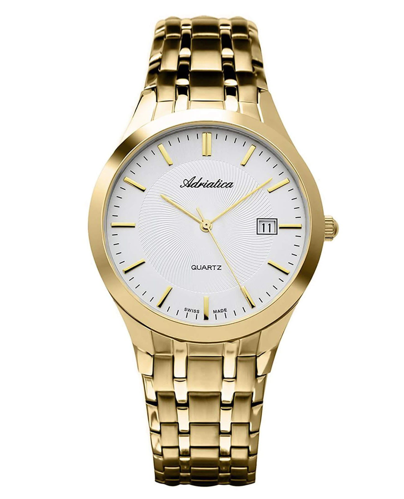 Adriatica Adriatica Twin A1236.1113Q  A1236.1113Q кварцевые мужские часы белый циферблат, браслет сталь c pvd покрытием — вид спереди
