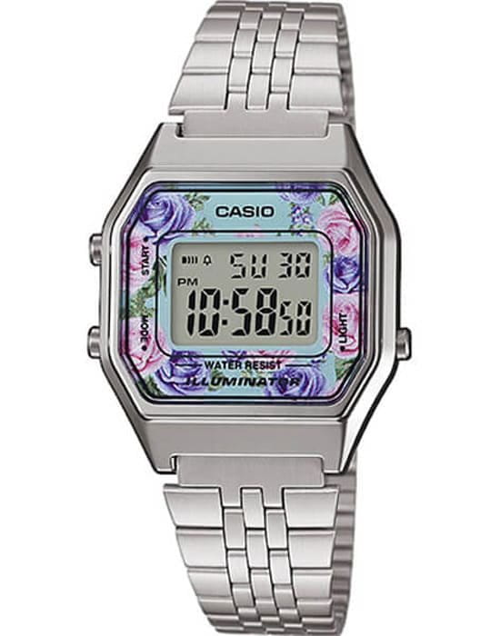 Casio Casio Illuminator LA680WEA-2C  LA680WEA-2C кварцевые женские часы серый циферблат, браслет  — вид спереди