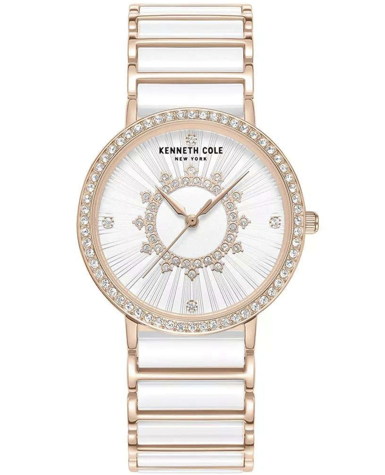Kenneth Cole Kenneth Cole Modern Classic KCWLG0062601  KCWLG0062601 кварцевые женские часы белый циферблат, браслет сталь с ip покрытием + керамика — вид спереди