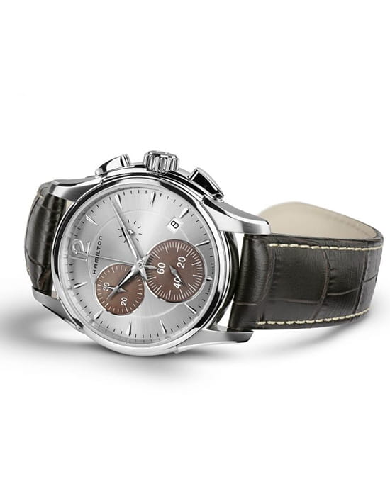 Hamilton Hamilton Jazzmaster Chrono Quartz H32612551, jazzmaster швейцария мужские часы на браслете кожаный боковой вид