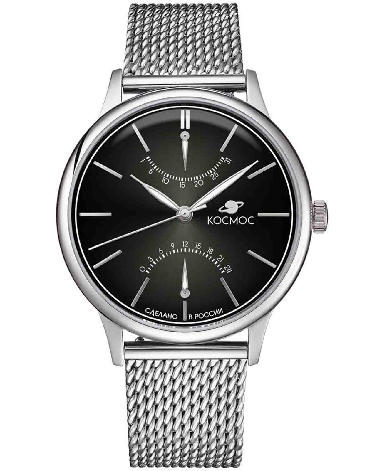 Космос Космос Космопорт K 058.10.31  K 058.10.31 кварцевые мужские часы черный циферблат, браслет нержавеющая сталь — вид спереди