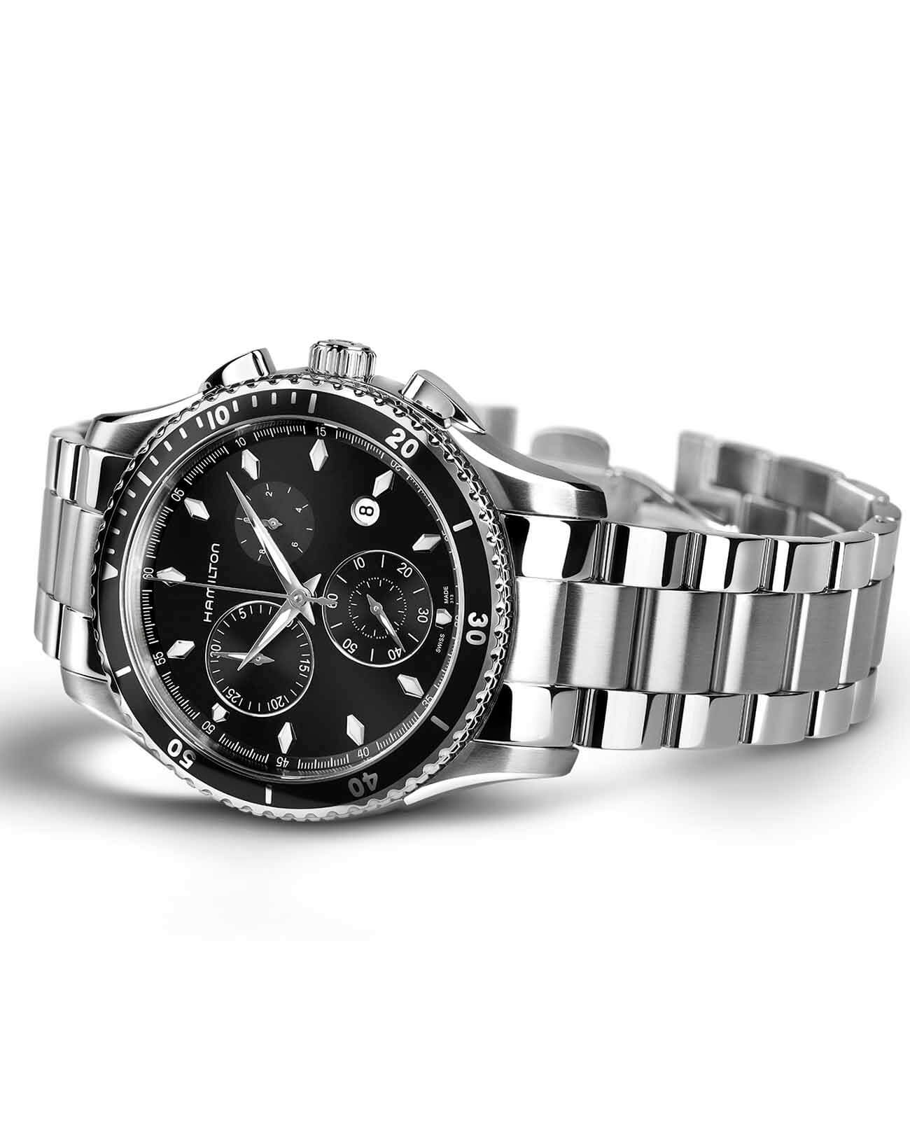Hamilton Hamilton Jazzmaster Seaview Chrono Quartz H37512131 швейцария наручные мужские часы заводная головка с логотипом Hamilton