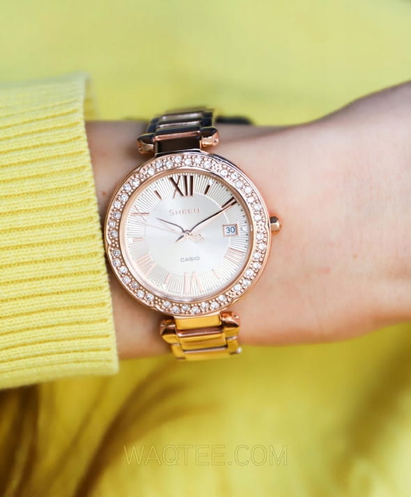 Casio Casio Sheen SHE-4057PG-4AUER, sheen япония женские часы на браслете сталь с ip покрытием боковой вид