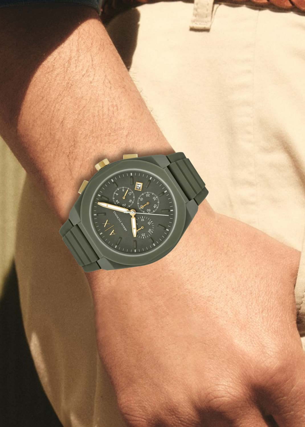 Armani Exchange Armani Exchange Rafael AX4169,  италия мужские часы на браслете силикон боковой вид