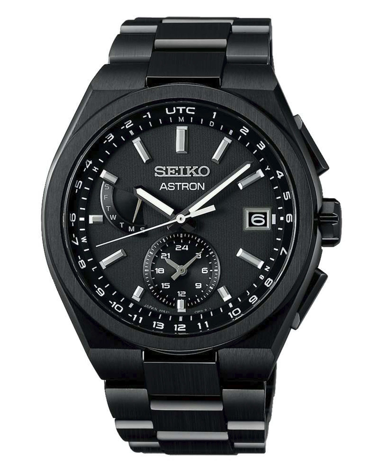 Seiko Seiko Astron Nexter Solar Radio SBXY087  SBXY087 кварцевые мужские часы черный циферблат, браслет титановый c pvd покрытием — вид спереди