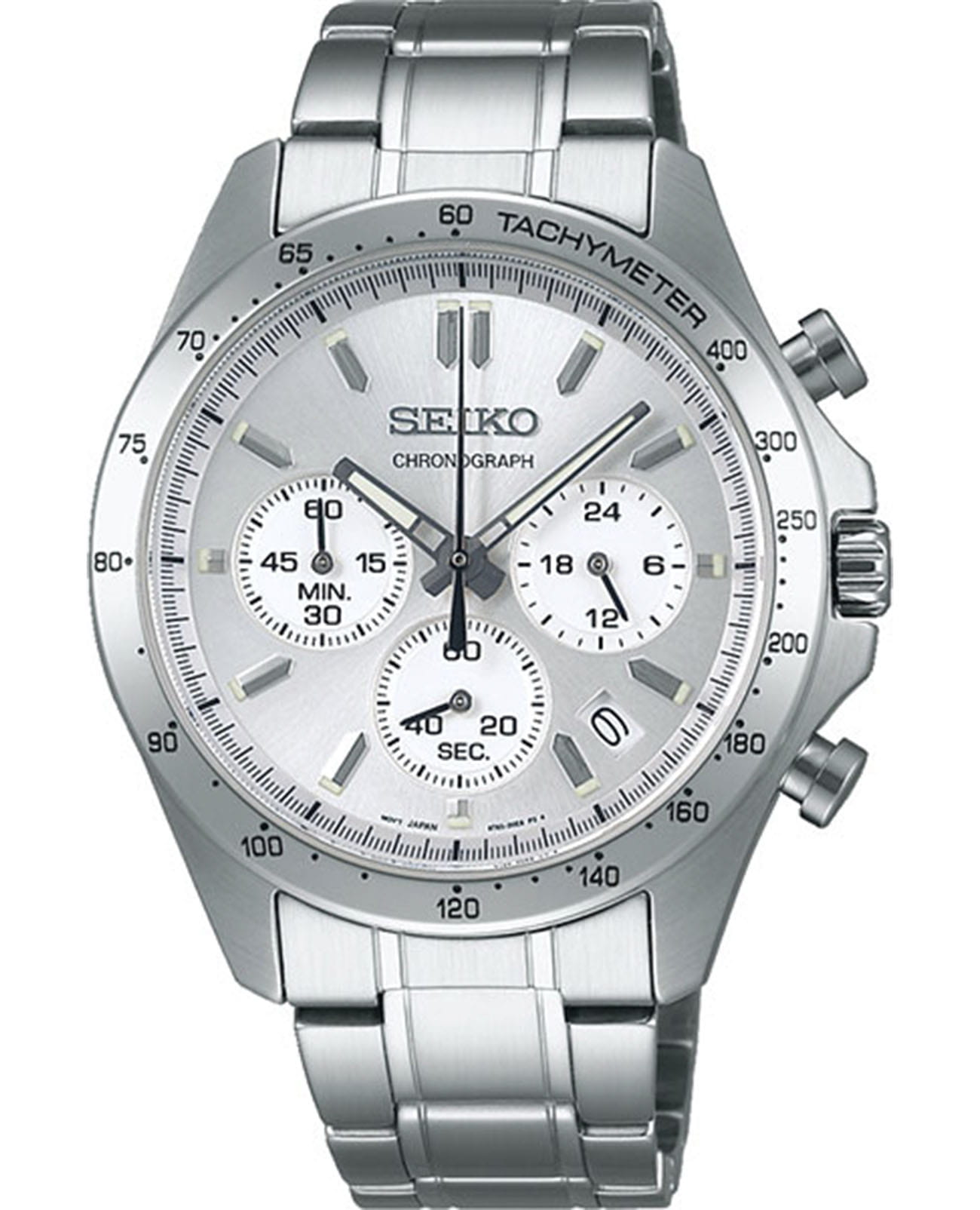 Seiko Seiko Spirit Chronograph SBTR009  SBTR009 кварцевые мужские часы серебристый циферблат, браслет нержавеющая сталь — вид спереди