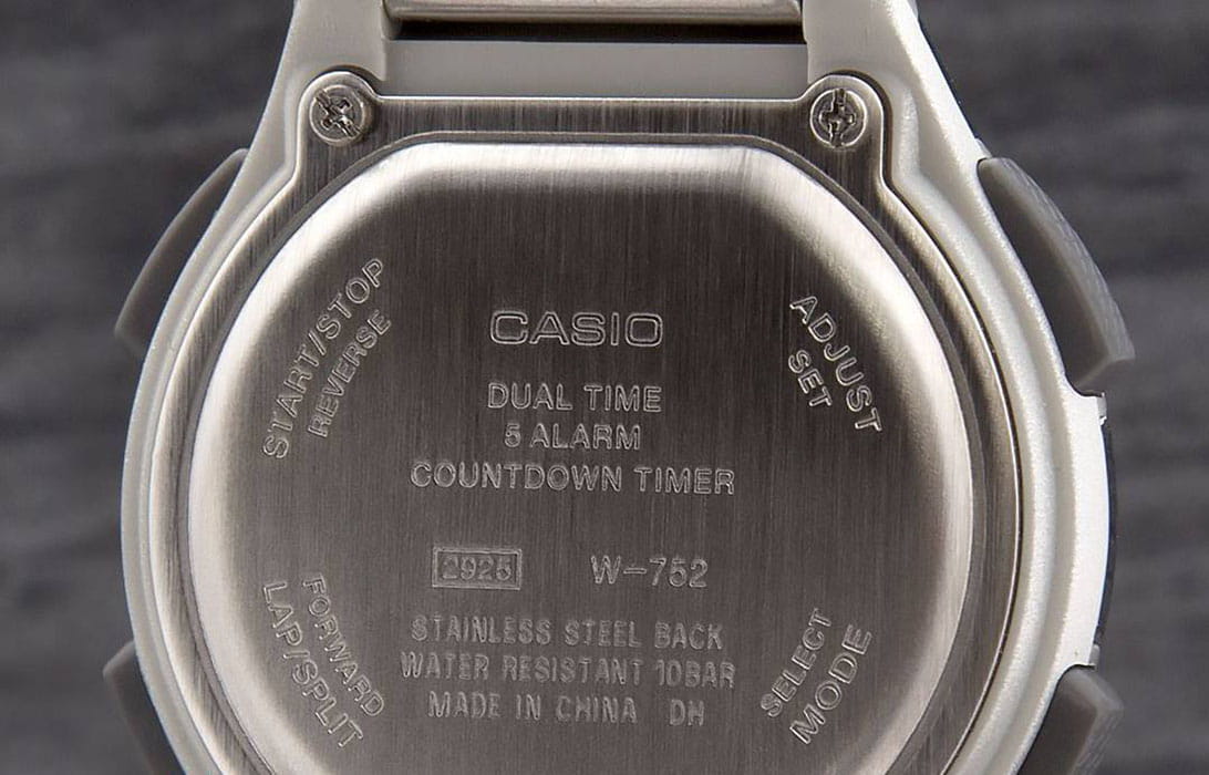 Casio Casio Collection W-752D-1A, illuminator япония мужские часы на браслете нержавеющая сталь боковой вид
