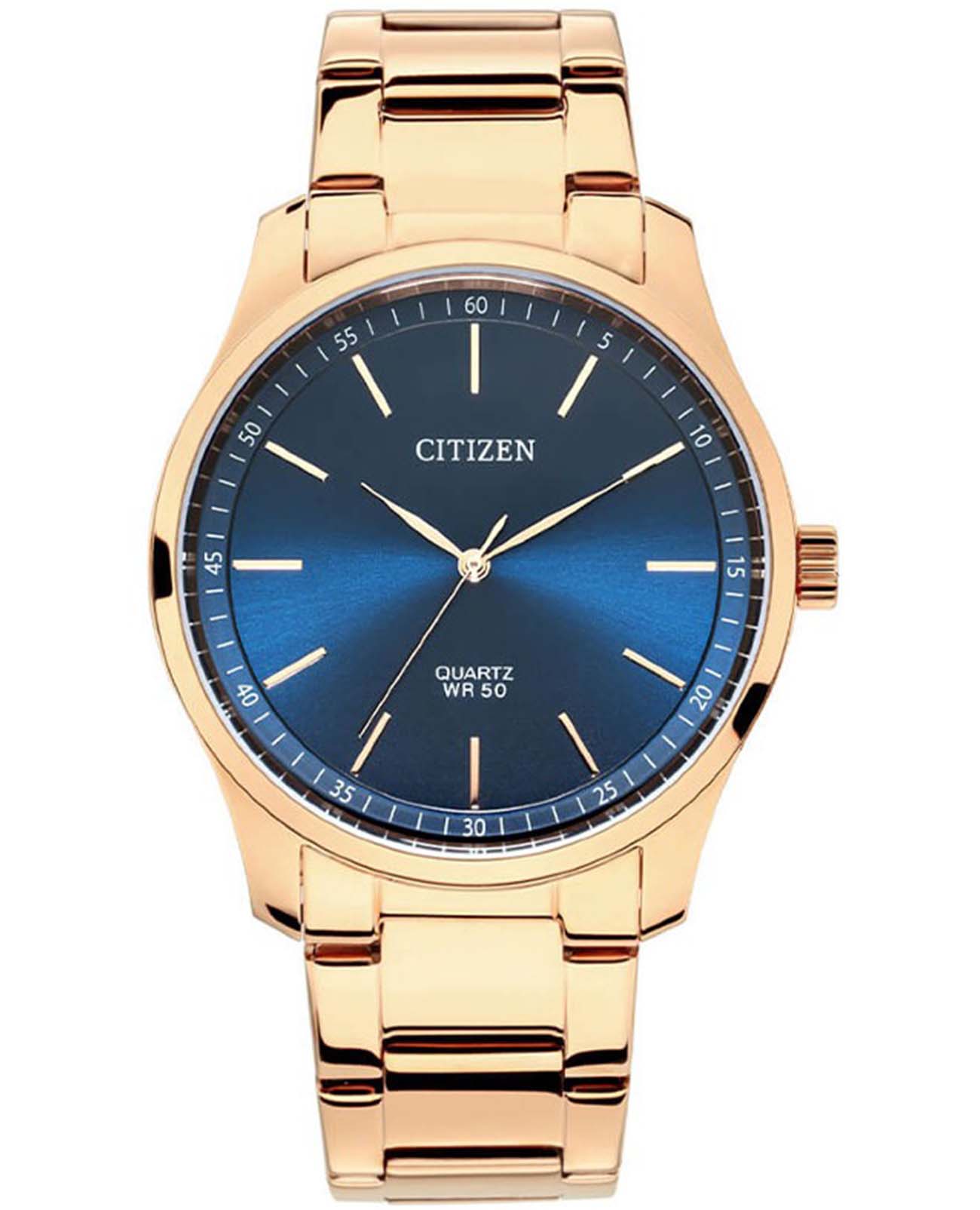 Citizen Citizen Quartz BH5003-51L  BH5003-51L кварцевые мужские часы синий циферблат, браслет нержавеющая сталь с ip-покрытием — вид спереди