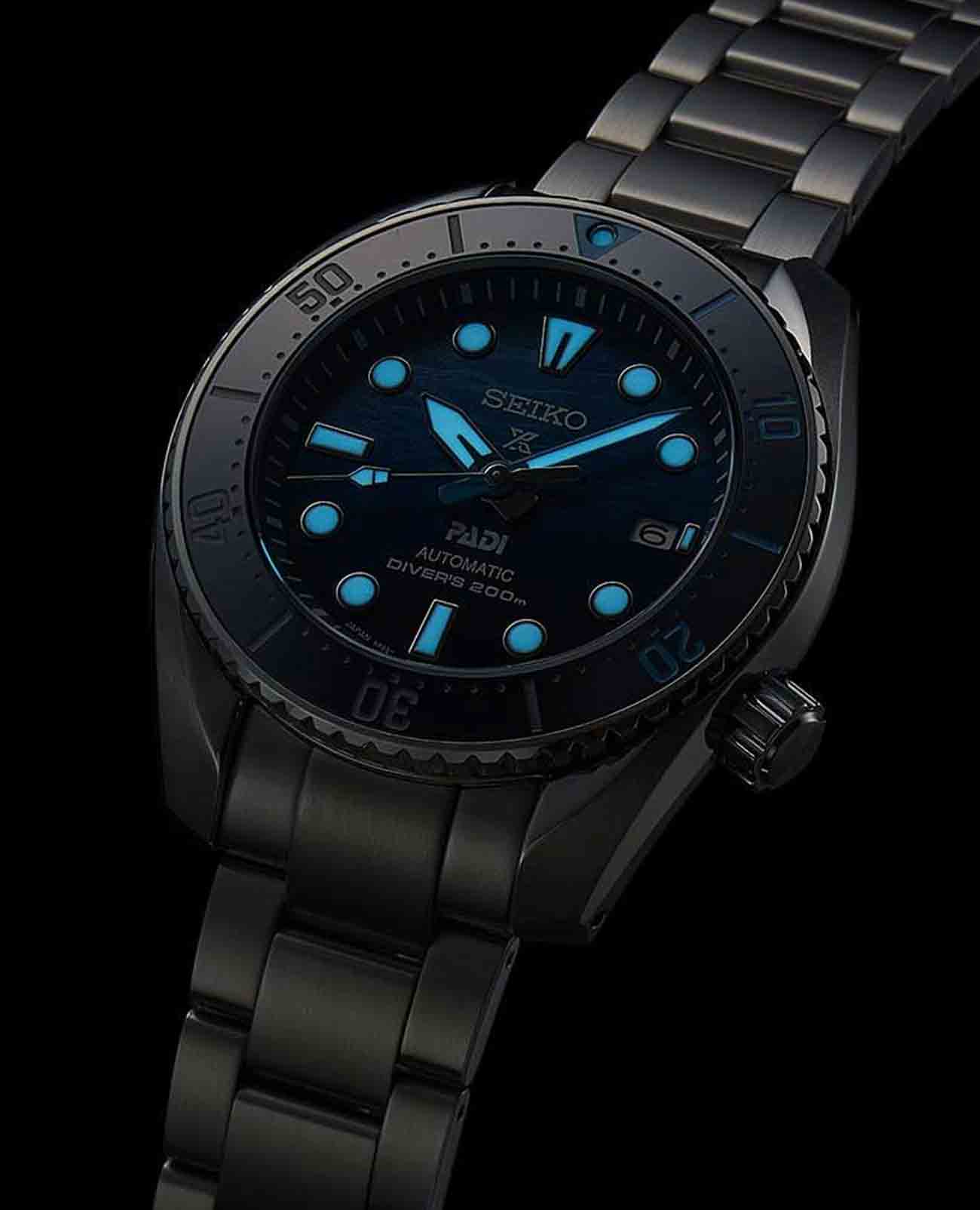 Seiko Seiko Prospex SPB375J1 механические мужские часы часы крупный план синий циферблата