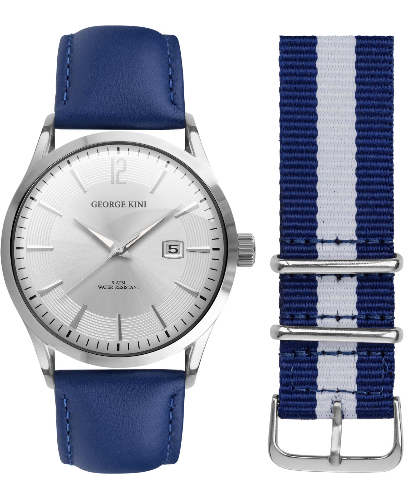 George Kini George Kini GK.11.1.1S.17  GK.11.1.1S.17 кварцевые мужские часы серебристый циферблат, браслет кожаный — вид спереди