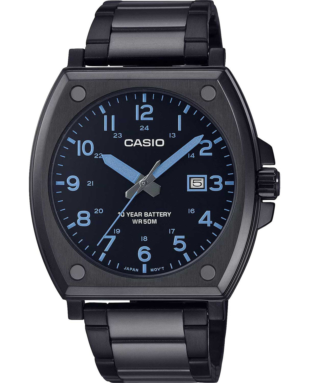 Casio Casio Collection MTP-E715D-1A  MTP-E715D-1A кварцевые мужские часы синий циферблат, браслет нержавеющая сталь с ip-покрытием — вид спереди