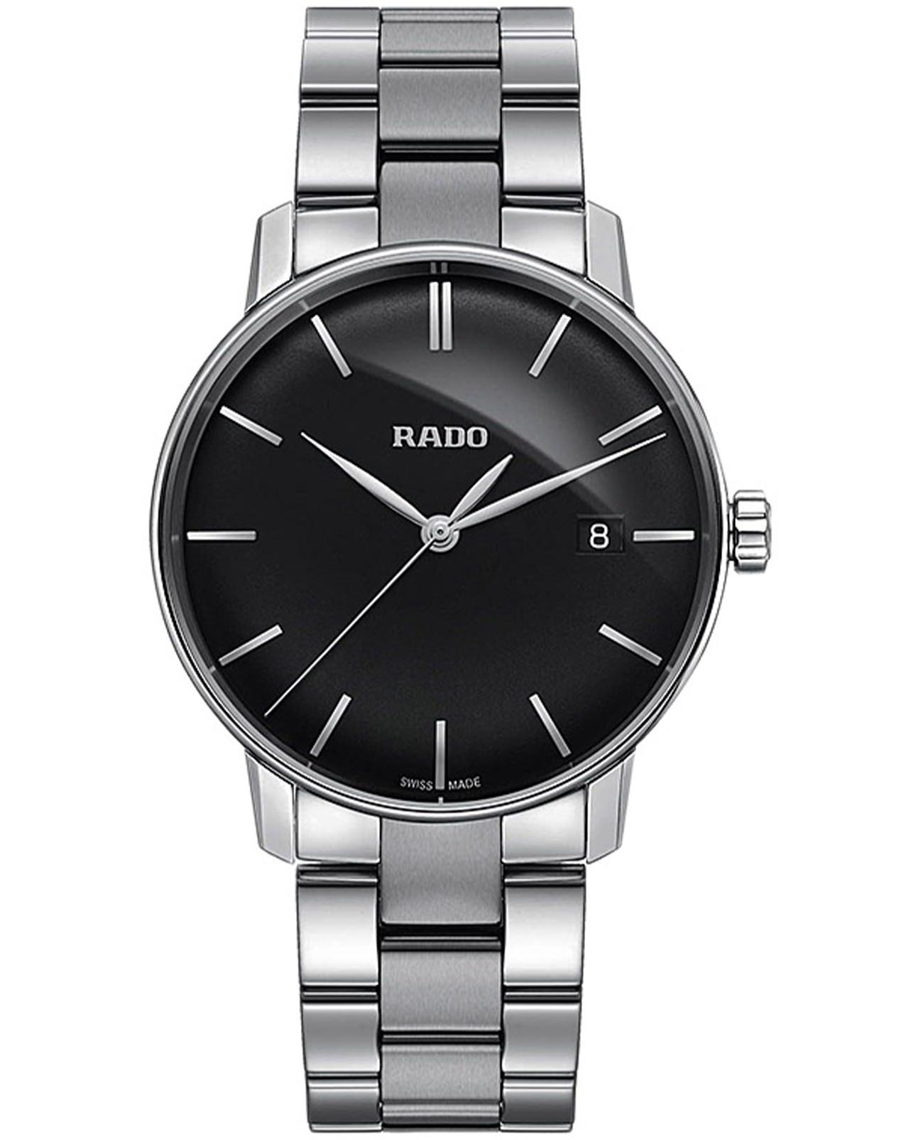 Rado Rado Coupole R22864152  R22864152 кварцевые мужские часы черный циферблат, браслет нержавеющая сталь — вид спереди