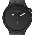 Swatch Swatch Big Bold Bioceramic SB03B110  SB03B110 кварцевые мужские часы черный циферблат, браслет силикон — вид спереди
