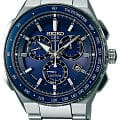 Seiko Seiko Astron GPS Solar SSE127J1  SSE127J1 кварцевые мужские часы синий циферблат, браслет титановый — вид спереди