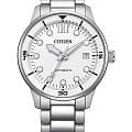 Citizen Citizen Automatic NJ0191-83A  NJ0191-83A механические мужские часы  серебристый циферблат, браслет нержавеющая сталь — вид спереди