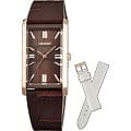 Orient Orient QCBH002T (FQCBH002T)  FQCBH002T автокварц (кинетик) женские часы коричневый циферблат, браслет кожа + текстиль — вид спереди