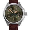Aviator Aviator Airacobra V.1.38.0.329.4  V.1.38.0.329.4 кварцевые мужские часы  зеленый циферблат, браслет кожаный — вид спереди