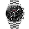 Omega Omega Speedmaster Moonphase 304.30.43.52.01.001   30430435201001 механические мужские часы черный циферблат, браслет нержавеющая сталь — вид спереди