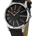 Jacques Lemans Jacques Lemans Classic 1-1813H  1-1813H кварцевые мужские часы черный циферблат, браслет кожаный — вид спереди