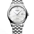 Longines Longines Flagship L4.374.4.88.6  L43744886 механические женские часы белый циферблат, браслет нержавеющая сталь — вид спереди