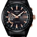 Seiko Seiko Astron GPS Solar SSE113J1  SSE113J1 кварцевые мужские часы черный циферблат, браслет титановый c pvd покрытием — вид спереди