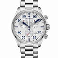 Hamilton Hamilton Khaki Aviation Chrono H76712151  H76712151 кварцевые мужские часы белый циферблат, браслет нержавеющая сталь — вид спереди
