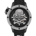 Philipp Plein Philipp Plein Plein Rich PWUAA0123  PWUAA0123 механические мужские часы черный циферблат, браслет силикон — вид спереди