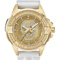 Philipp Plein Philipp Plein The Skull PWAAA1221  PWAAA1221 кварцевые мужские часы золотой циферблат, браслет силикон — вид спереди