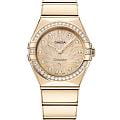 Omega Omega Constellation 131.55.28.60.58.001  13155286058001 кварцевые женские часы золотой циферблат, браслет 18-каратное желтое золото — вид спереди