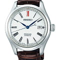 Seiko Seiko Presage SPB095J1  SPB095J1 механические мужские часы белый циферблат, браслет кожаный — вид спереди
