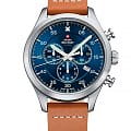 Swiss Military by Chrono Swiss Military by Chrono SM34076.06  SM34076.06 кварцевые мужские часы синий циферблат, браслет кожаный — вид спереди
