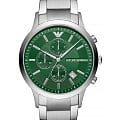 Emporio Armani Emporio Armani Renato AR11507  AR11507 кварцевые мужские часы  зеленый циферблат, браслет нержавеющая сталь — вид спереди