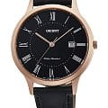 Orient Orient RF-QD0007B1  RF-QD0007B10 кварцевые мужские часы черный циферблат, браслет кожаный — вид спереди