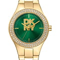 DKNY DKNY Parsons Glitz DK1L025M0055  DK1L025M0055 кварцевые женские часы зеленый циферблат, браслет нержавеющая сталь с ip-покрытием — вид спереди