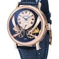 Earnshaw Earnshaw ES-8059-05  ES-8059-05 механические мужские часы синий циферблат, браслет кожаный — вид спереди