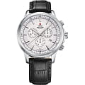 Swiss Military by Chrono Swiss Military by Chrono SM34052.09  SM34052.09 кварцевые мужские часы белый циферблат, браслет кожа + текстиль — вид спереди