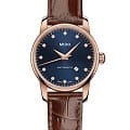 Mido Mido Baroncelli M7600.3.65.8  M76003658 механические женские часы синий циферблат, браслет кожаный — вид спереди