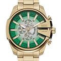 Diesel Diesel Mega Chief Slim DZ4684  DZ4684 кварцевые мужские часы  зеленый циферблат, браслет нержавеющая сталь с pvd-покрытием — вид спереди