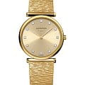 Longines Longines La Grande Classique L4.512.2.33.8  L45122338 кварцевые женские часы золотой циферблат, браслет сталь c pvd покрытием — вид спереди