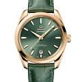 Omega Omega Seamaster Aqua Terra 220.53.38.20.10.001 Aqua Terra 22053382010001 механические женские часы зеленый циферблат, браслет кожаный — вид спереди