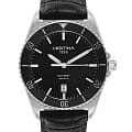 Certina Certina DS First C014.410.16.051.00 DS First C0144101605100 кварцевые мужские часы черный циферблат, браслет кожаный — вид спереди