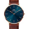 Daniel Wellington Daniel Wellington St Mawes Arctic Rose Gold DW00100626  DW00100626 кварцевые мужские часы синий циферблат, браслет кожаный — вид спереди