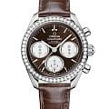 Omega Omega Speedmaster 38 324.18.38.50.63.001  32418385063001 механические женские часы коричневый циферблат, браслет кожаный — вид спереди