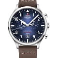 Swiss Military by Chrono Swiss Military by Chrono Vintage Chronograph SM34098.07  SM34098.07 кварцевые мужские часы синий циферблат, браслет кожаный — вид спереди