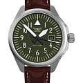 Aviator Aviator Airacobra V.1.38.0.319.4  V.1.38.0.319.4 кварцевые мужские часы  зеленый циферблат, браслет кожаный — вид спереди