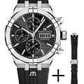 Maurice Lacroix Maurice Lacroix Aikon Automatic Chronograph AI6038-SS00B-330-2  AI6038-SS00B-330-2 механические мужские часы черный циферблат, браслет каучук — вид спереди