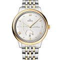 Omega Omega De Ville Prestige 434.20.41.21.02.001 Prestige 43420412102001 механические мужские часы серебристый циферблат, браслет сталь + золото — вид спереди