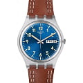 Swatch Swatch Gent Standard GE709  GE709 кварцевые женские часы синий циферблат, браслет кожаный — вид спереди